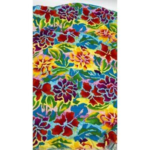 Vibrant Multicolor Floral Cotton Blend Fabric 56x117in Sewing Material